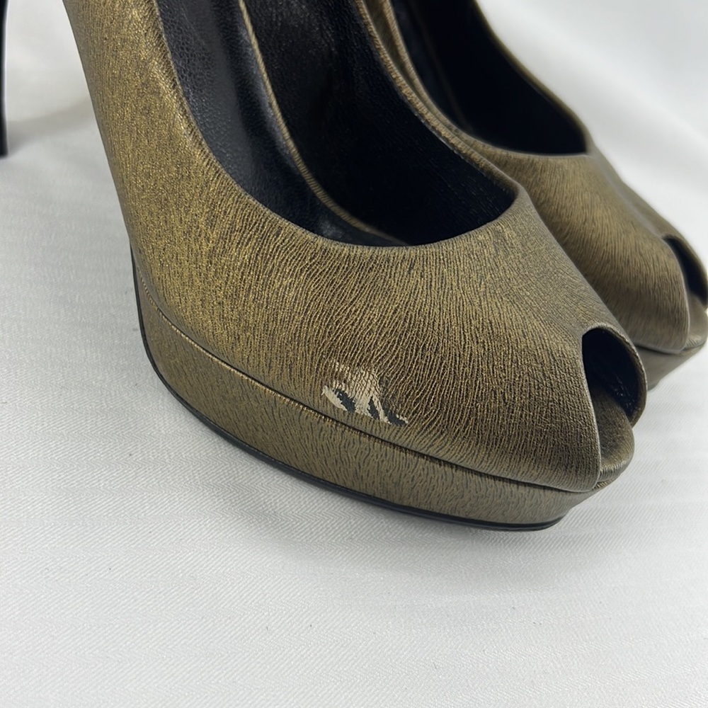 YSL Yves Saint Laurent open toe pumps heels bronze 38 - Picture 4 of 15